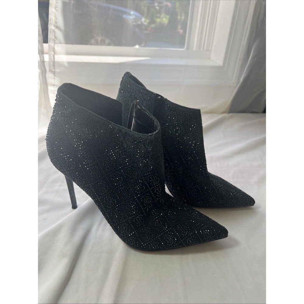 GUESS Womens Size 9 Black Embellished Fazzie2 Pointed‎ Toe Stiletto Booties